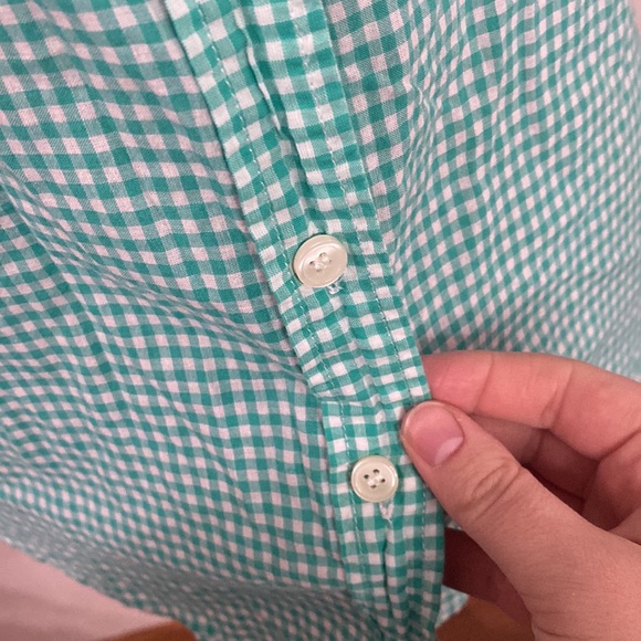 J Crew factory Gingham button down shirt green and white size XS - Picture 10 of 14